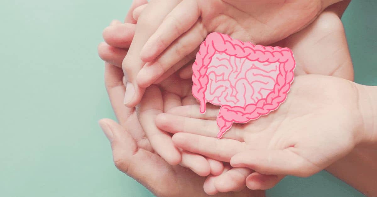 hands holding image of intestines, 5 Myths About Ulcerative Colitis