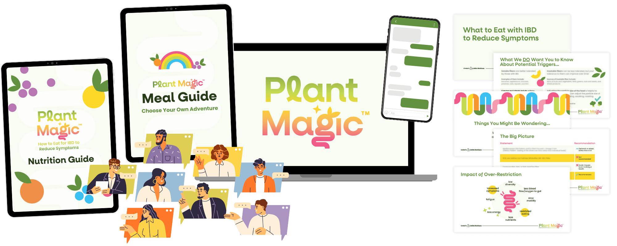 Plant Magic inclusions shown on ipad, laptop, cellphone and with graphics