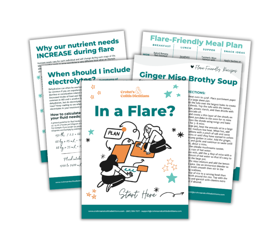 what to eat in an IBD flare, crohns meal plan, uc meal plan